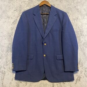 Stanford‎ Blazer Jacket Mens 42R Navy Blue Gold 2-Button Single Vented Academia